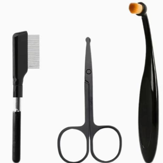 3pcs pet grooming kit, three-in-one scissors, comb and brush set | efficient dog tear stain cleaning and hair trimming tool