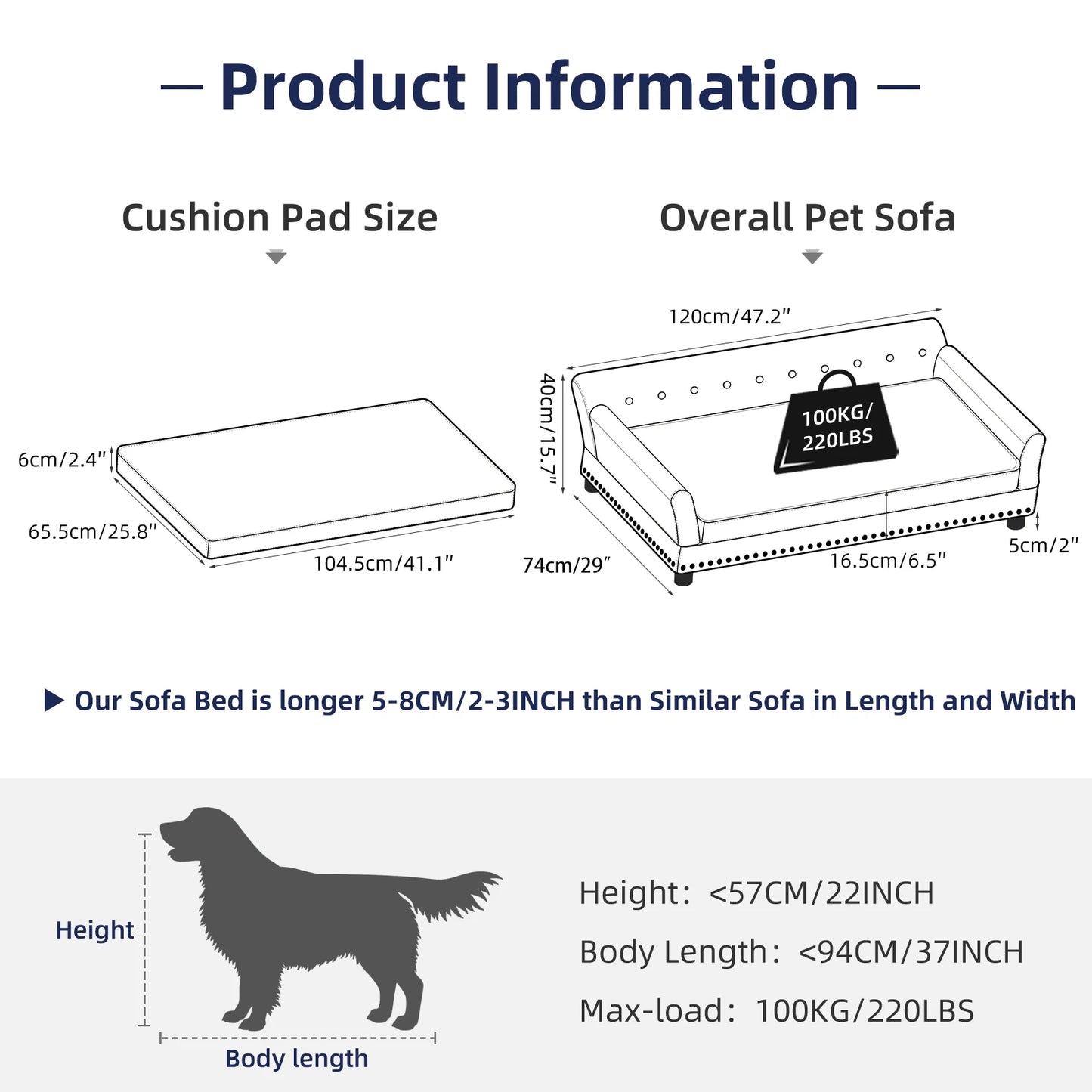 Heavy Duty Pet Sofa Large Raised Dog Bed Cushioned Sofa Softly Pet Cat Bed Puppy Sofa Couch Lounge Bed