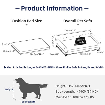 Heavy Duty Pet Sofa Large Raised Dog Bed Cushioned Sofa Softly Pet Cat Bed Puppy Sofa Couch Lounge Bed
