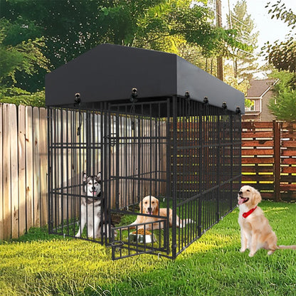 Heavy Duty Large Dog Kennel Pet Welded Metal Playpen Animal Cage with Roof Cover Pet Run Enclosure Playpen House Outdoor Indoor