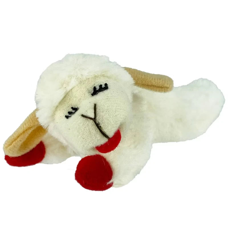 Lamb Chop Plush Dog Toy with Squeaker Interactive Puppy Toy for Small Medium Dogs Cute Soft Chew Toy for Pets