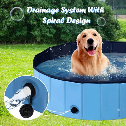 63 Inch Foldable Leakproof Dog Pet Pool Bathing Tub Kiddie Pool for Dogs Cats and