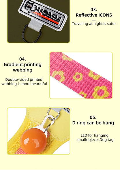 OODUDUOO Dog Harness and Leash Set Adjustable Pet Harness Vest For Small Medium Dogs Pet Collar Dog Chest Strap Outdoor Supplies