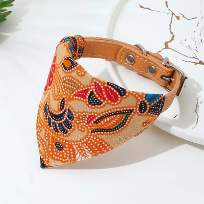Adjustable Pets Bandana Collar PU Neck Scarf
 Triangle Scarf XS-L