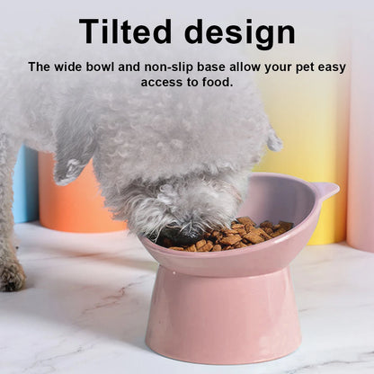 Tilted Cat Food Bowl Cat Food Dish Ergonomic Raised Cat Food Bowl Anti Vomiting Plastic Feeding Bowl Non Slip Pet Supplies