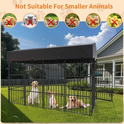 64.9” Heavy Duty Dog Kennel Pet Welded Metal Playpen Large Animal Cage Outdoor Indoor