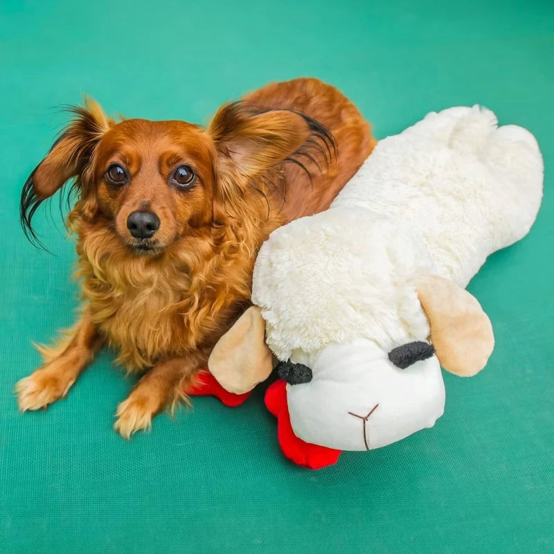 Lamb Chop Plush Dog Toy with Squeaker Interactive Puppy Toy for Small Medium Dogs Cute Soft Chew Toy for Pets