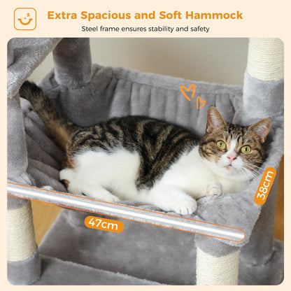 Large Cat Tree and Tower for Indoor Cats With Sisal-Covered Scratching Posts Spacious Hammock Padded Perches and Condos Cat Toys