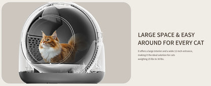 Self Cleaning Litter Box Automatic for Multiple Cats,Robot with APP Control,Dual Safety Protection Odor-Free Waste Disposal Grey