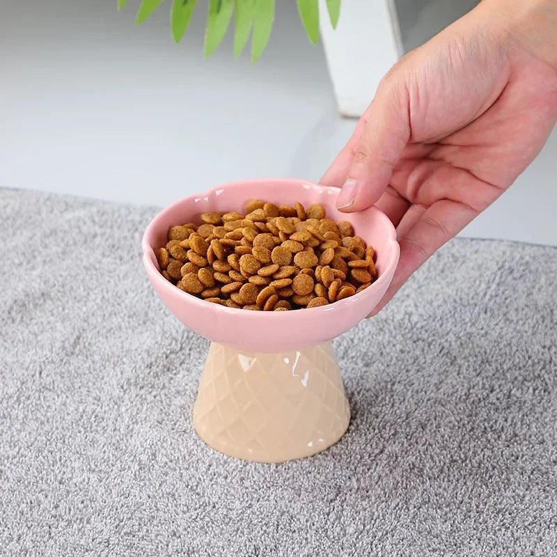 Cat Raised Ceramic Bowl Cute Pet Food Water Feeding Bowls Elevated Tilted Puppy Dogs Drinking Eating Bowl Pet Supplies