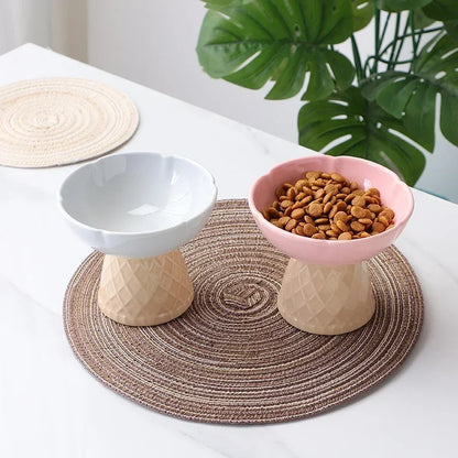 Cat Raised Ceramic Bowl Cute Pet Food Water Feeding Bowls Elevated Tilted Puppy Dogs Drinking Eating Bowl Pet Supplies