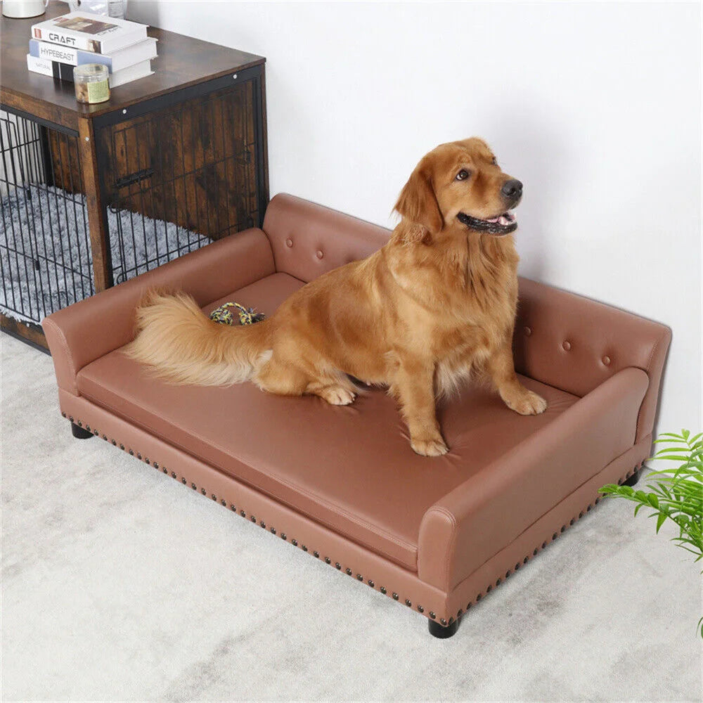 Heavy Duty Pet Sofa Large Raised Dog Bed Cushioned Sofa Softly Pet Cat Bed Puppy Sofa Couch Lounge Bed