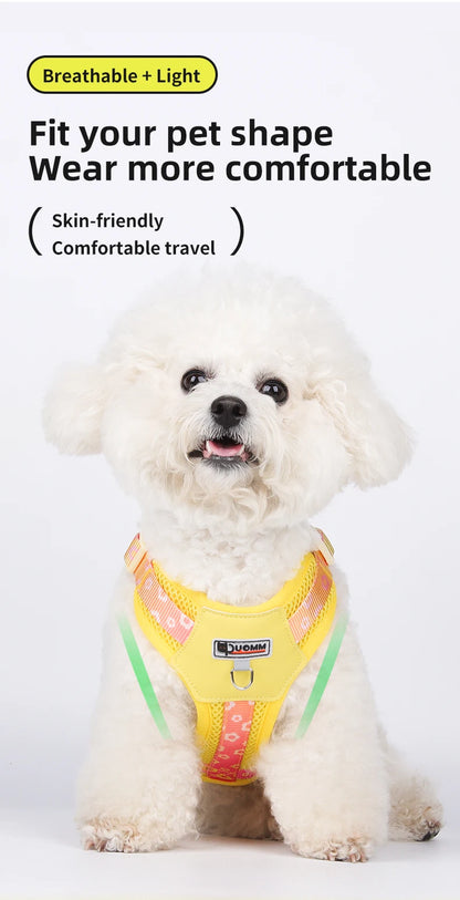 OODUDUOO Dog Harness and Leash Set Adjustable Pet Harness Vest For Small Medium Dogs Pet Collar Dog Chest Strap Outdoor Supplies