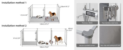 Extra Large Dog Playpen Acrylic Enclosure Pet Animal Bunny Ferrets Dog Fence Cage Pet Whelping Box with Waterproof Fertility Pad