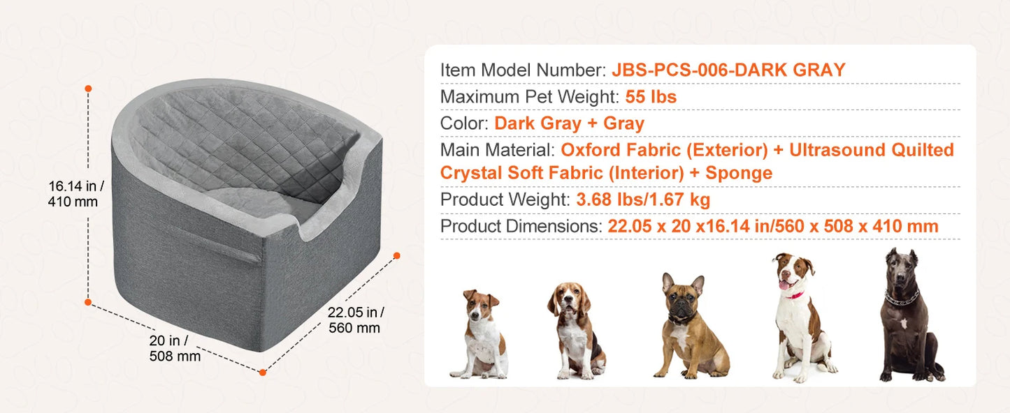 SucceBuy Dog Car Seat Waterproof Dog Booster Seat Pet Car Seat with Clip-On Safety Leash PP Cotton Car Bed for Medium Large Dog