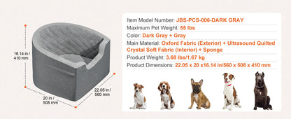 SucceBuy Dog Car Seat Waterproof Dog Booster Seat Pet Car Seat with Clip-On Safety Leash PP Cotton Car Bed for Medium Large Dog