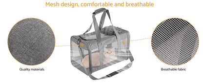 "Airline-approved pet carrier for cats/dogs, soft travel bag, breathable honeycomb board, removable support, for car/air travel