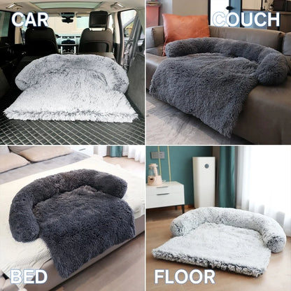 Dog Bed Mat Plush Furniture Protector Removable Washable Cover Non Slip Supportive Cushion Durable Warm Soft Comfortable Pet Bed