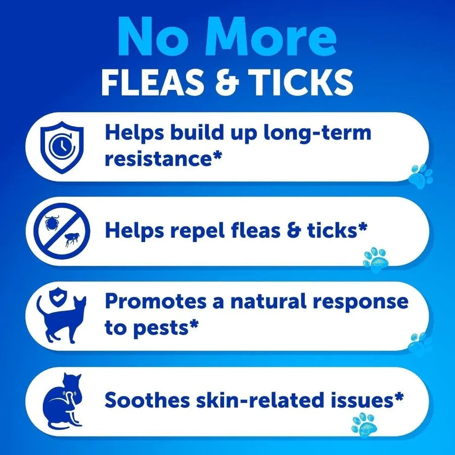 Flea Treatment for Cats Natural Flea and Tick Prevention Supplement for Cats Kittens Chewable Daily Oral Pills with Vitamins 13
