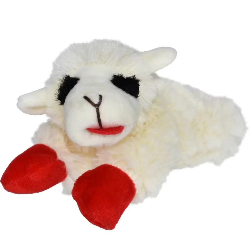 Lamb Chop Plush Dog Toy with Squeaker Interactive Puppy Toy for Small Medium Dogs Cute Soft Chew Toy for Pets