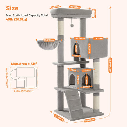 Luxury Cat Tree Multi-Level Tower with Cat Condo Cozy Perches Pet Play House Scratching Post Stable Cat Tower with Hanging Ball