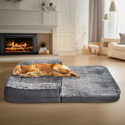 Long Human-Size Giant Dog Bed Foldable Calming Orthopedic