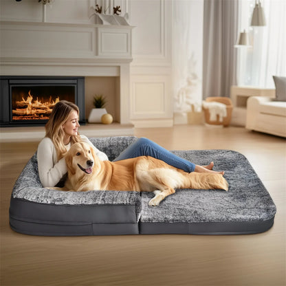 Long Human-Size Giant Dog Bed Foldable Calming Orthopedic