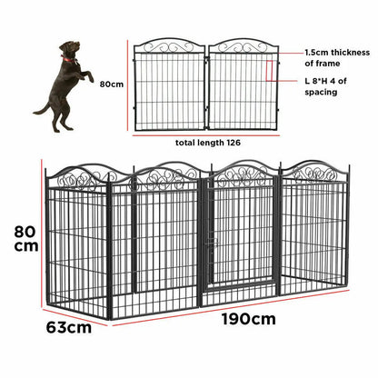 Heavy Duty Metal Dog Playpen, Foldable, 8 Panels, Pet, Animal, Kennel Pen, Fence with Gate for Indoor and Outdoor
