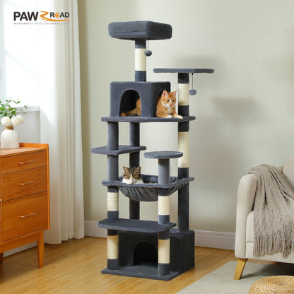 Large Cat Tree and Tower for Indoor Cats With Sisal-Covered Scratching Posts Spacious Hammock Padded Perches and Condos Cat Toys