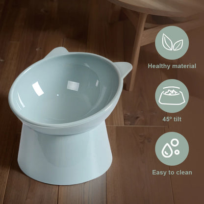 Tilted Cat Food Bowl Cat Food Dish Ergonomic Raised Cat Food Bowl Anti Vomiting Plastic Feeding Bowl Non Slip Pet Supplies