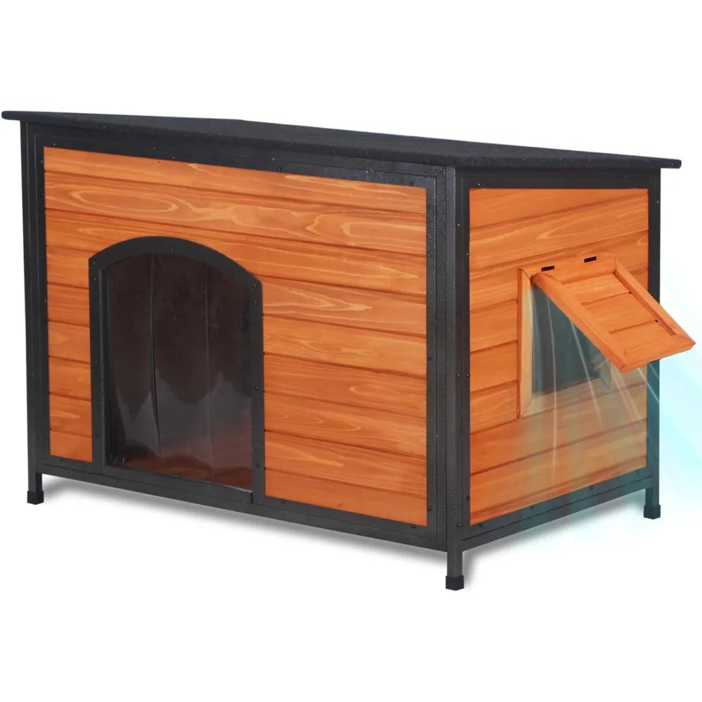 Dog House Outdoor Weatherproof Chew Proof Dog Kennel for Small Medium Large Dogs with Strong Metal Chew Proof