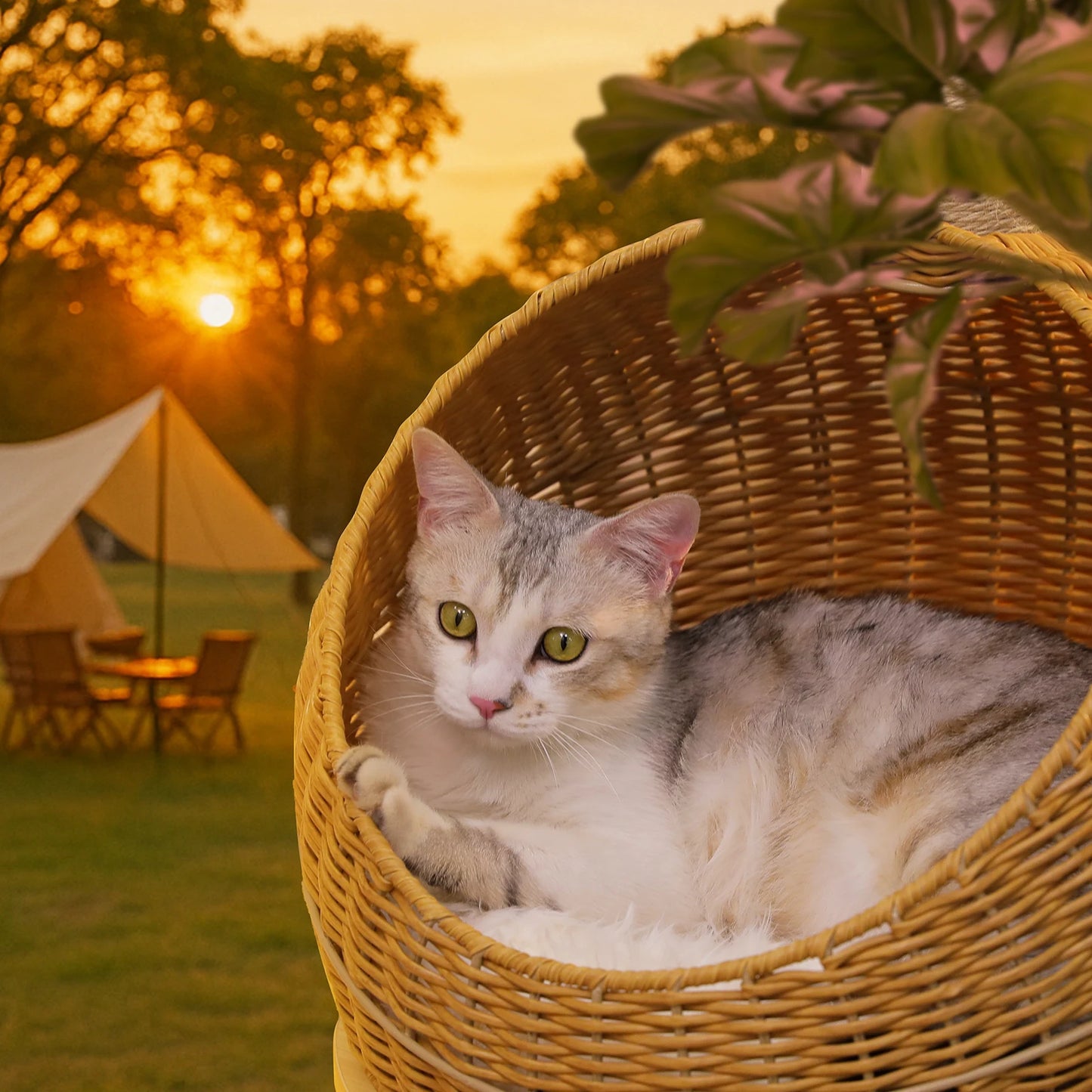 Whimsical Dinosaur Cat Tree Solid Tower with Pillow-Soft Plush Cushion,Removable Mat,Scratching Post, Generous Rattan Nest,116cm