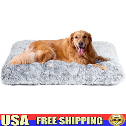 Large Plush Dog Bed Washable Non-Slip Pet Mat Therapeutic Support Anti Anxiety Comfort Medium Large Dogs Cats Travel Use