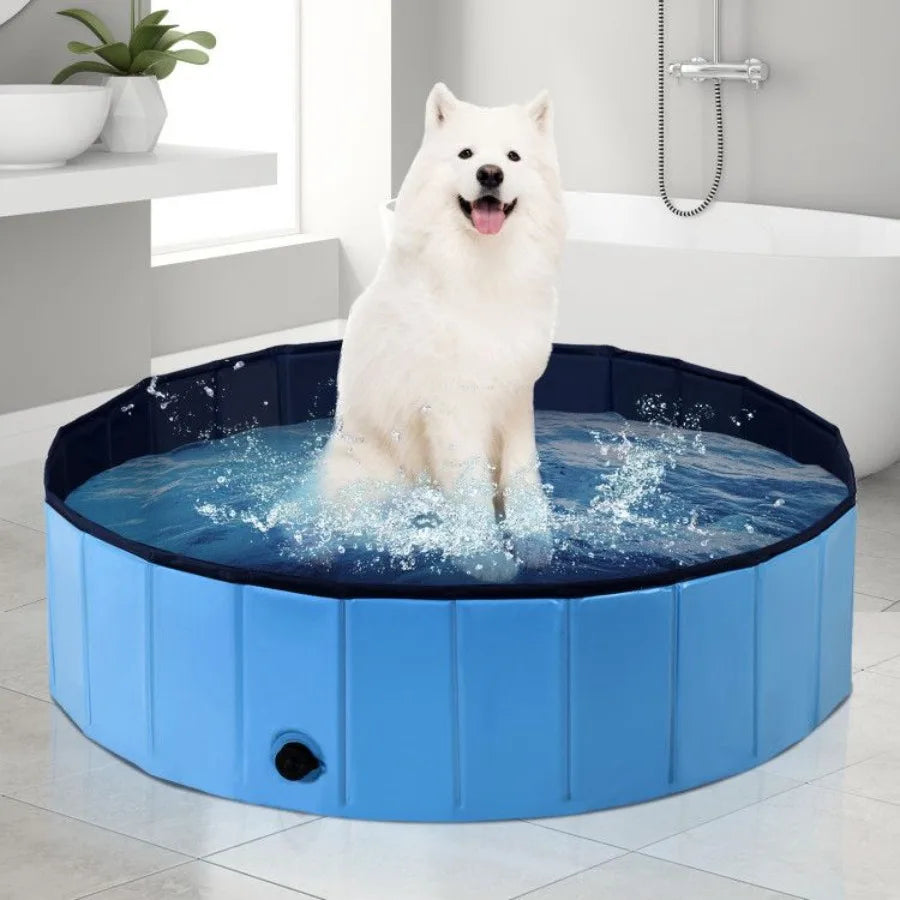 63 Inch Foldable Leakproof Dog Pet Pool Bathing Tub Kiddie Pool for Dogs Cats and