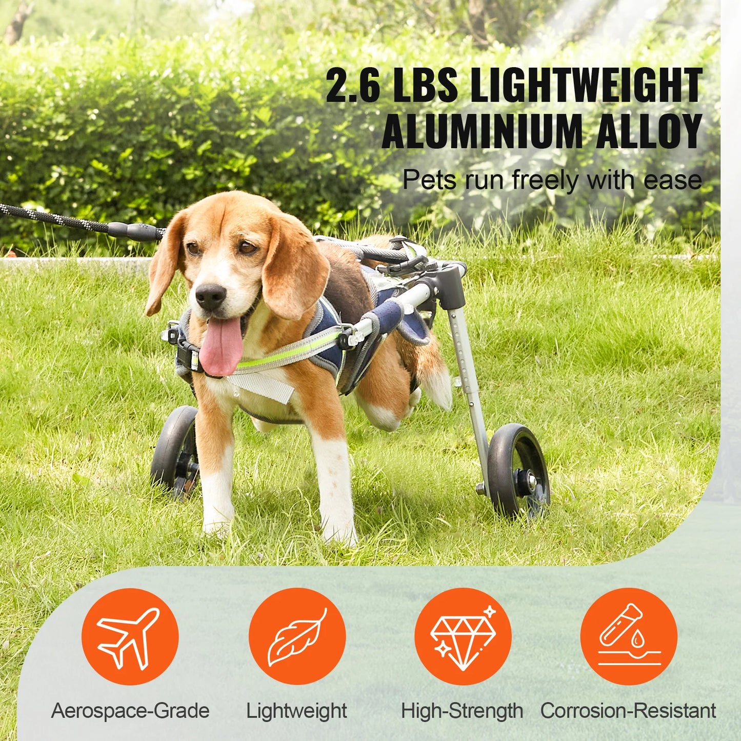 SucceBuy 2 Wheels Dog Wheelchair for Back Legs Pet Wheelchair Dog Cart/Wheelchair for Disabled Paralysis Hind Limb Weak Pet