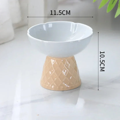 Cat Raised Ceramic Bowl Cute Pet Food Water Feeding Bowls Elevated Tilted Puppy Dogs Drinking Eating Bowl Pet Supplies