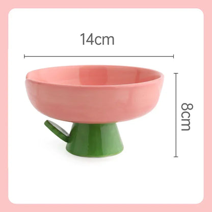 Cat Raised Ceramic Bowl Cute Flower Shaped Puppy Dogs Food Water Feeders Elevated Pet Drinking Eating Supplies