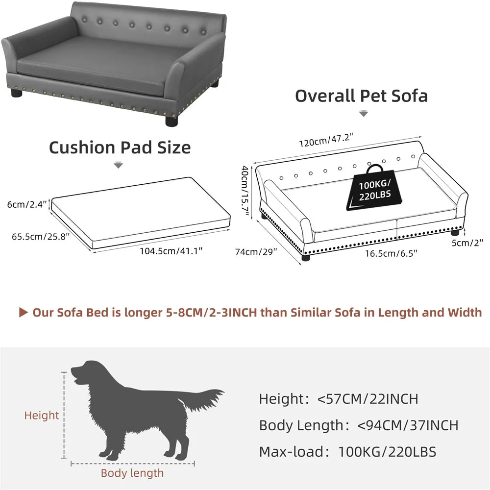 Heavy Duty Pet Sofa Large Raised Dog Bed Cushioned Sofa Softly Pet Cat Bed Puppy Sofa Couch Lounge Bed