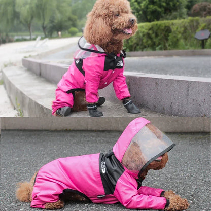 Pet Dog Raincoat Transparent Hooded Jumpsuit Dogs Waterproof Coat Water Resistant Clothes for Dogs Cats Jacket Pet Supplies