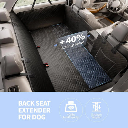 Dog Car Seat Cover for Back Seat, Hard Bottom Back Seat Extender for Dogs, Holds 400lbs, 600D Heavy Duty Scratch-Proof Waterproo