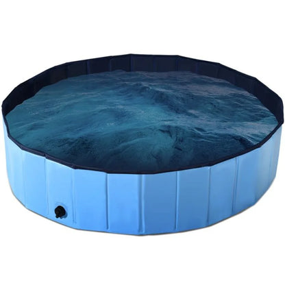 63 Inch Foldable Leakproof Dog Pet Pool Bathing Tub Kiddie Pool for Dogs Cats and