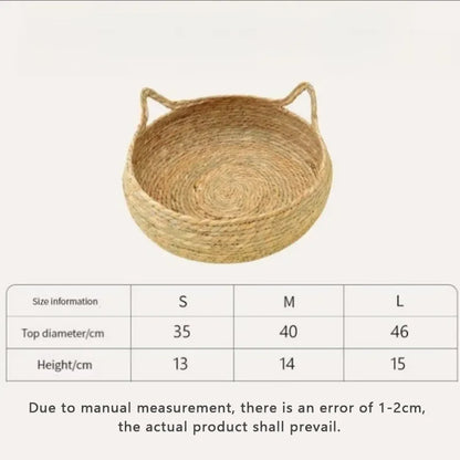 Pure hand-woven rattan cat nest four seasons universal warm pad removable washable winter pet supplies