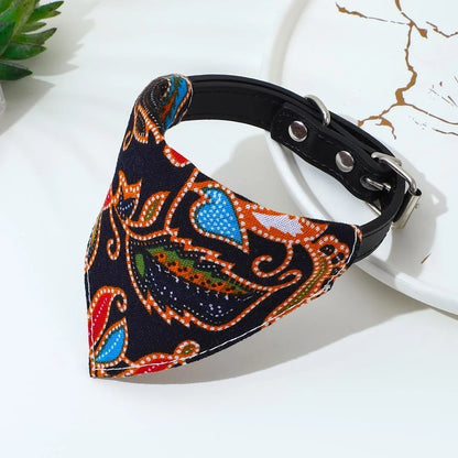 Adjustable Pets Bandana Collar PU Neck Scarf
 Triangle Scarf XS-L