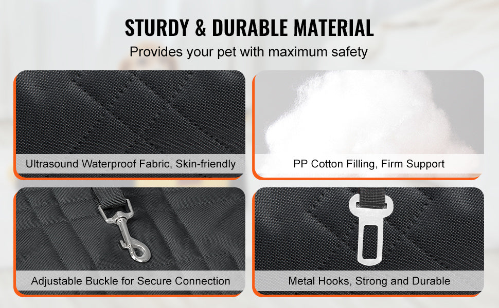 SucceBuy Dog Car Seat Waterproof Dog Booster Seat Pet Car Seat with Clip-On Safety Leash PP Cotton Car Bed for Medium Large Dog