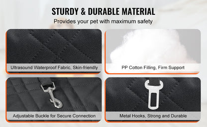 SucceBuy Dog Car Seat Waterproof Dog Booster Seat Pet Car Seat with Clip-On Safety Leash PP Cotton Car Bed for Medium Large Dog