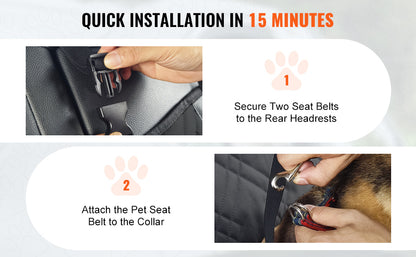 SucceBuy Dog Car Seat Waterproof Dog Booster Seat Pet Car Seat with Clip-On Safety Leash PP Cotton Car Bed for Medium Large Dog