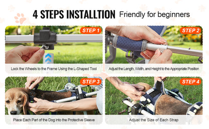 SucceBuy 2 Wheels Dog Wheelchair for Back Legs Pet Wheelchair Dog Cart/Wheelchair for Disabled Paralysis Hind Limb Weak Pet